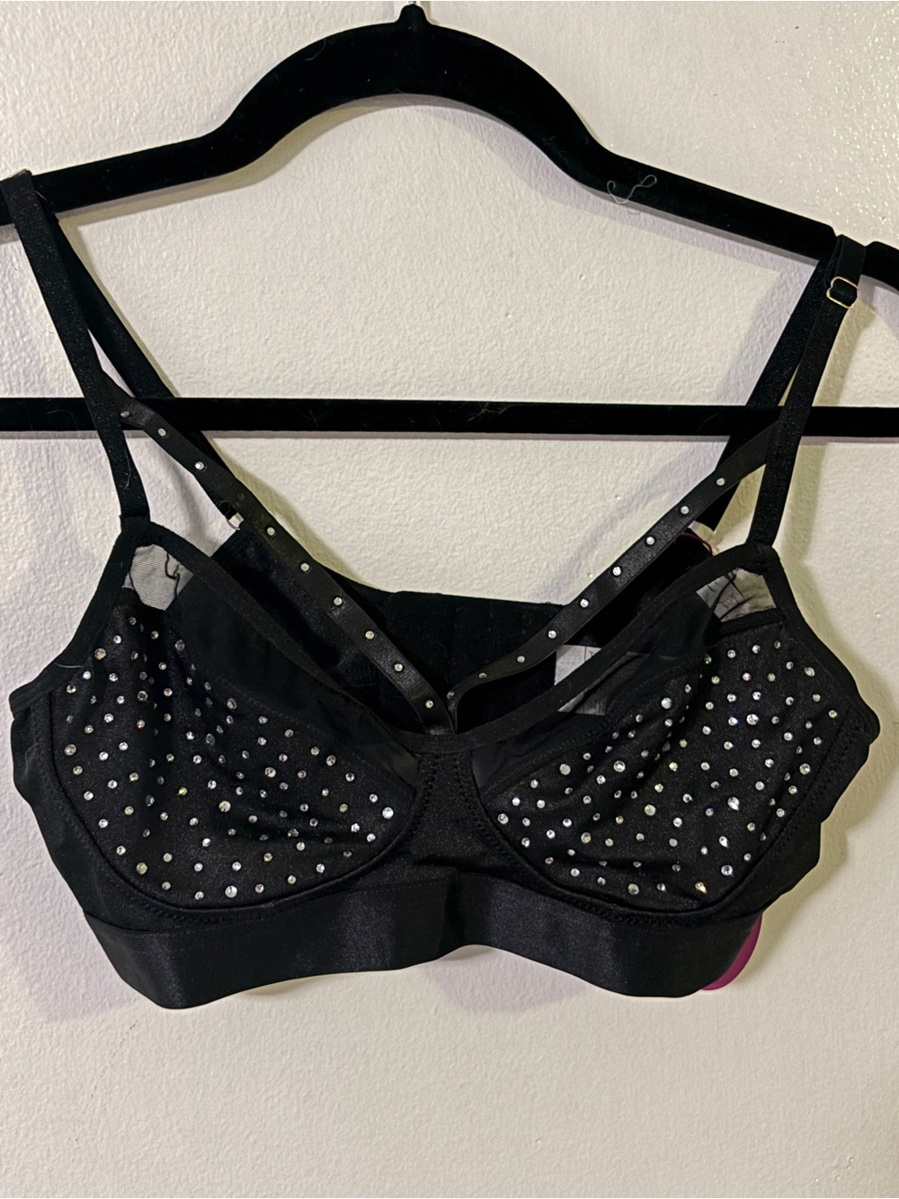 NWT. Avidlove rhinestone Embellished Black Strappy Bralette - Women's Intimates